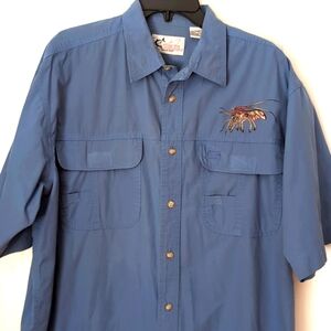 🦞World Wide Sportsman Embroidered lobster Fishing Shirt. Size large